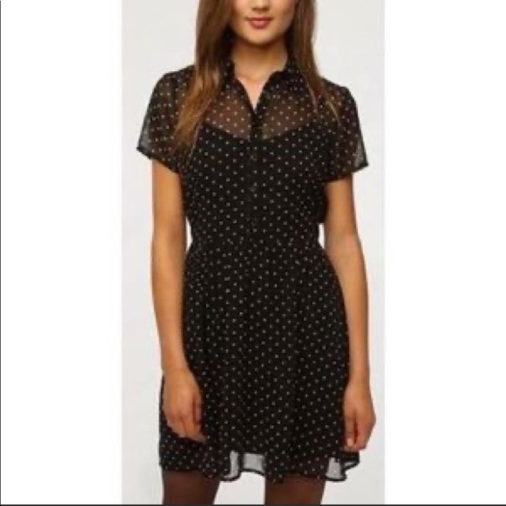 Band of Gypsies | black and white polka dot shell dress size large EUC